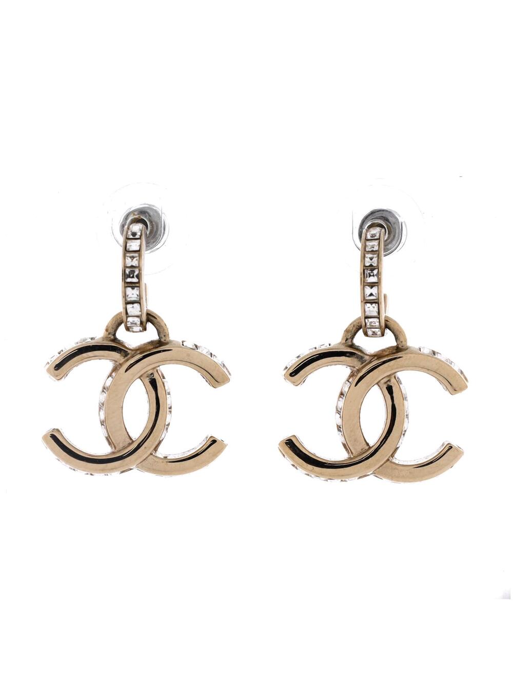 Chanel Cc Drop Hoop Earrings Metal With #352450C88B